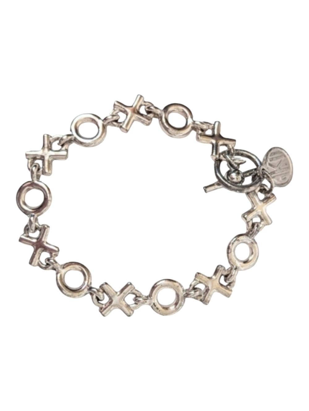 Vintage 90s Anne Klein Hugs and Kisses Bracelet XO silver tone signed